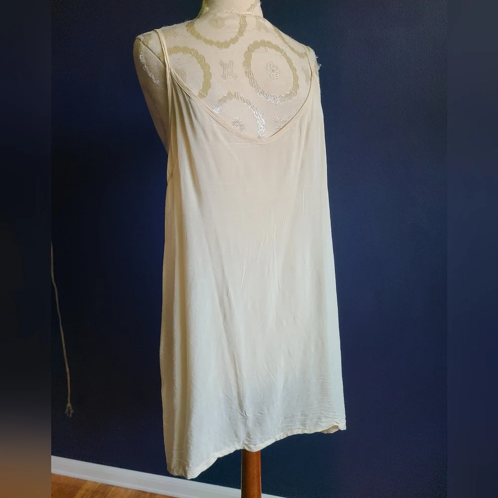 FREE PEOPLE Beige Simone Crochet Lace Shift Mini Dress Large - Picture 11 of 12